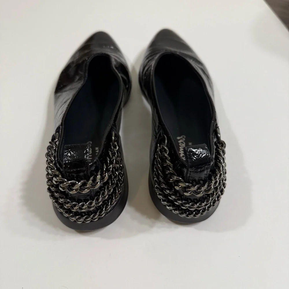 Homers Baby Flat with Chain Superluxe Black Patent Leather Shoes Size 7